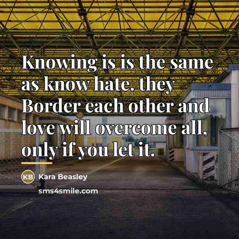 “Knowing is is the same as know hate. they Border…” quote by Kara Beasley