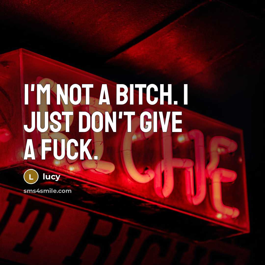 “I'm not a bitch. I just don't give a fuck.” quote by Lucy