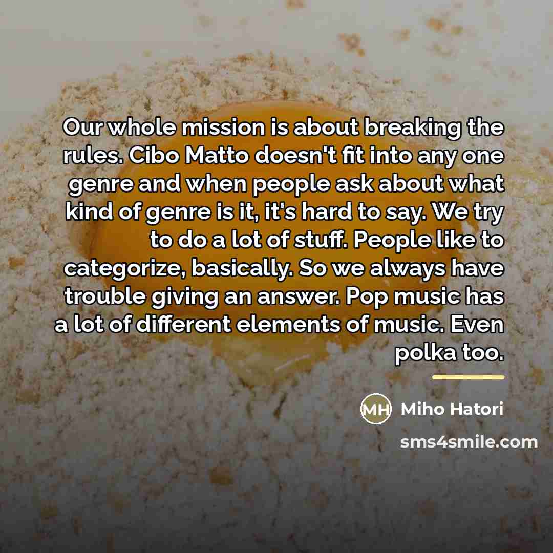 “Our whole mission is about breaking the rules. Cibo Matto…” quote by Miho Hatori