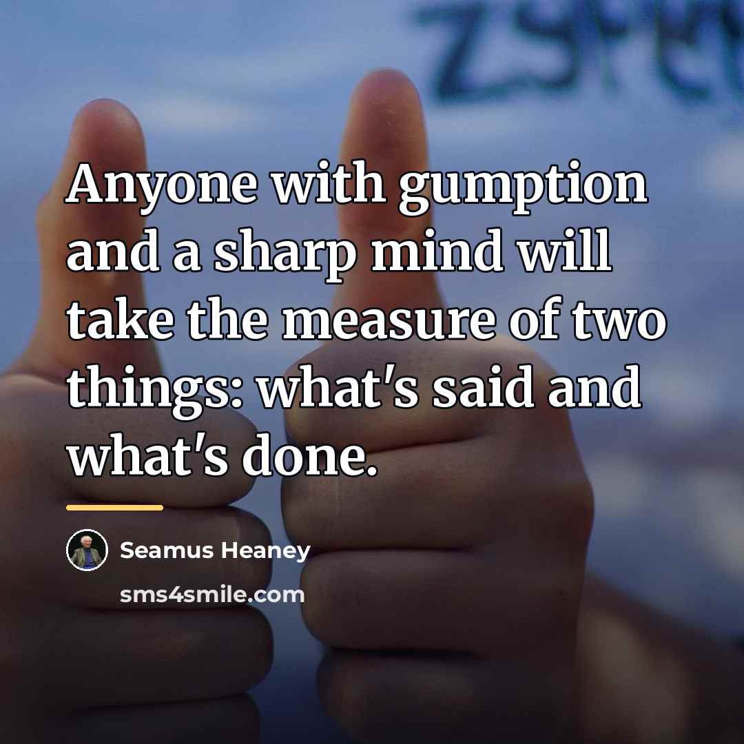 “Anyone with gumption and a sharp mind will take the…” quote by Seamus Heaney