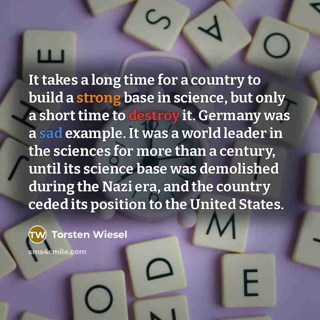 “It takes a long time for a country to build…” quote by Torsten Wiesel
