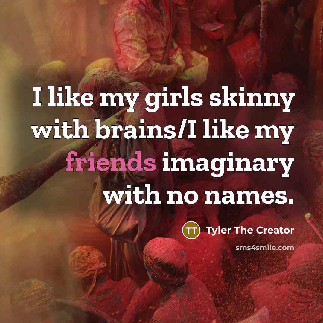 “I like my girls skinny with brains/I like my friends…” quote by Tyler The Creator
