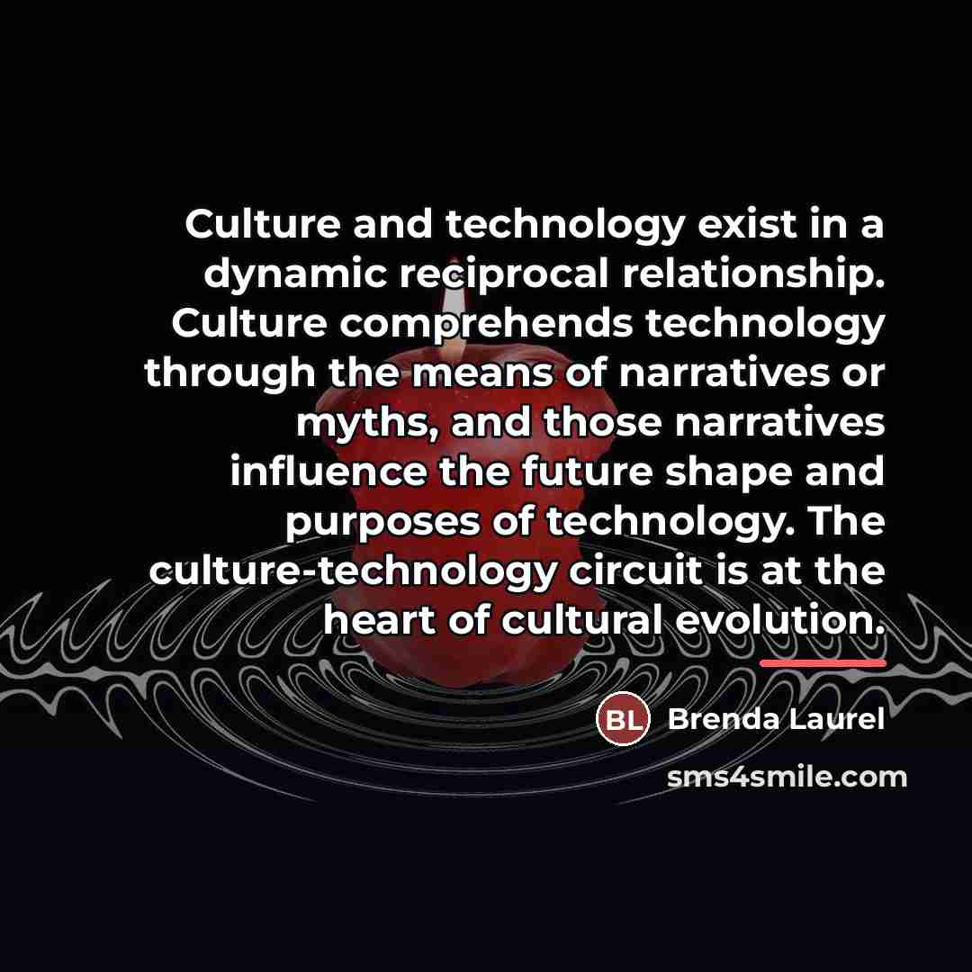 “Culture and technology exist in a dynamic reciprocal relationship. Culture…” quote by Brenda Laurel