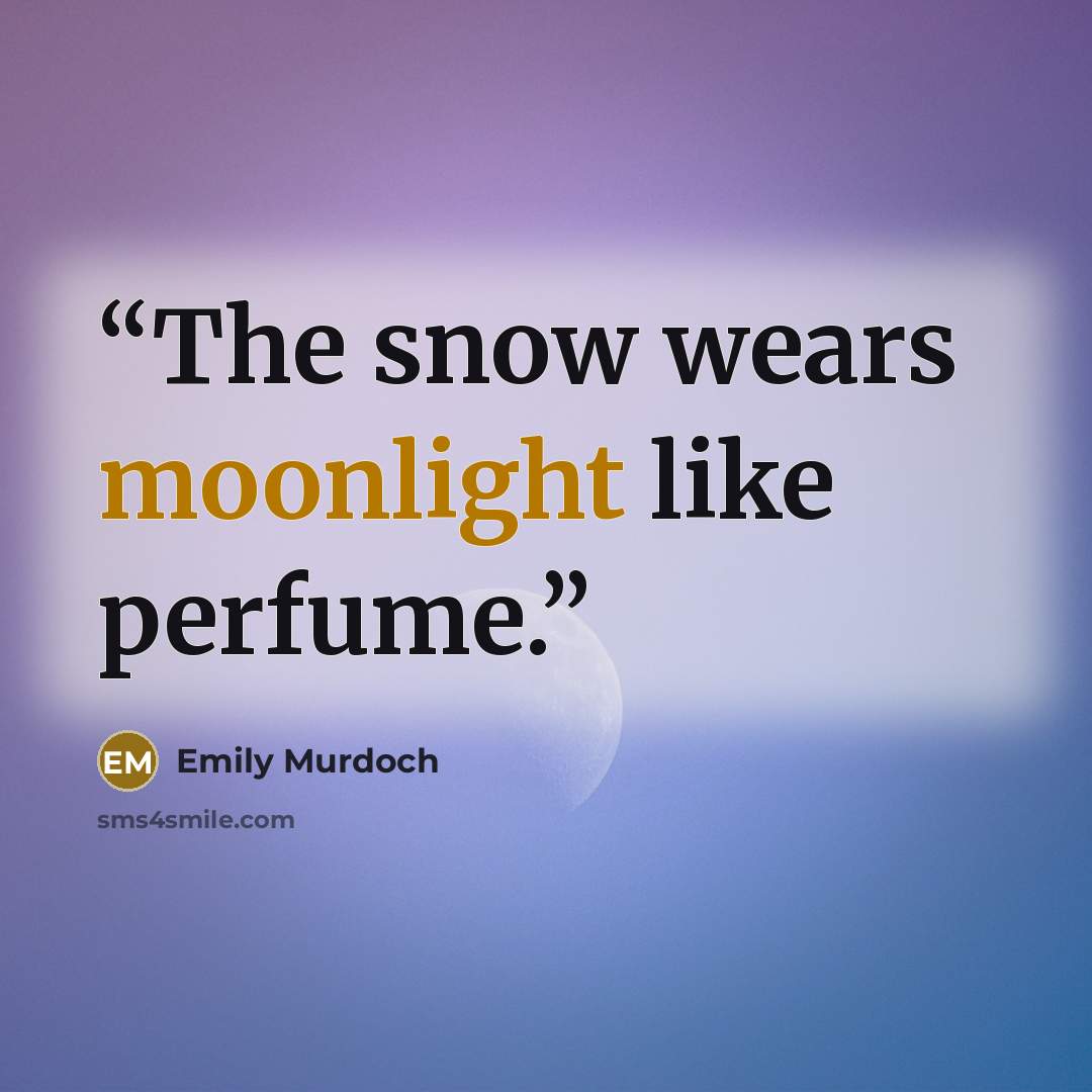 “The snow wears moonlight like perfume.” quote by Emily Murdoch