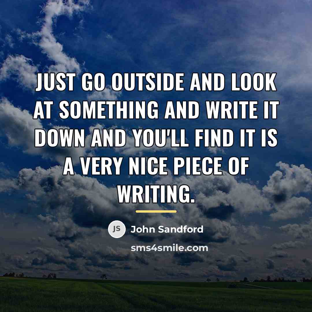 “Just go outside and look at something and write it…” quote by John Sandford