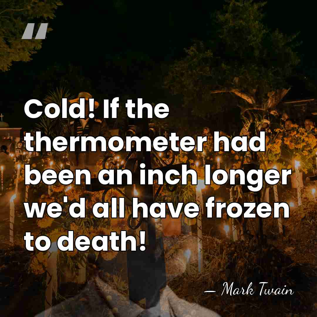 Cold! If the thermometer had been an inch longer we'd all have&hellip; - Mark Twain