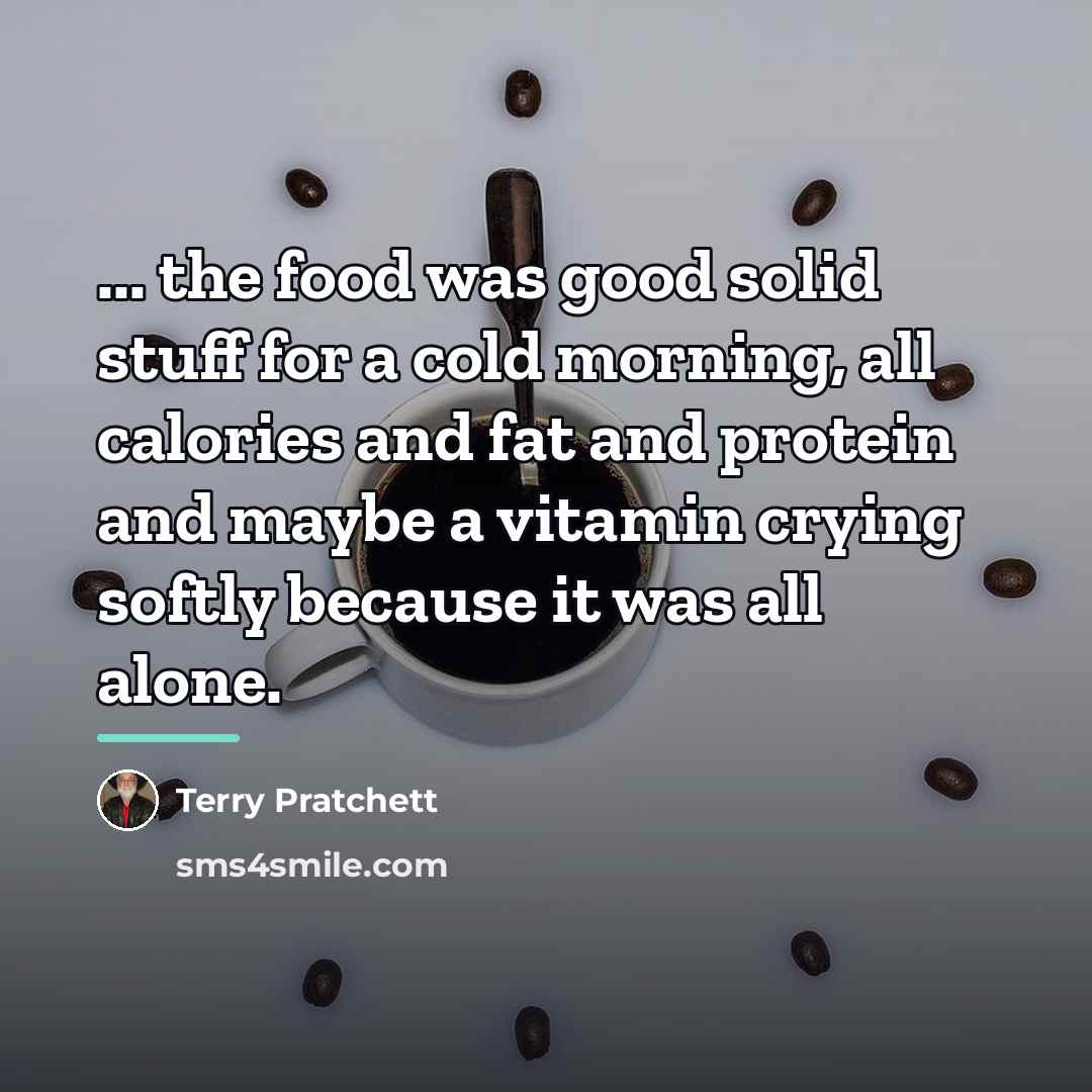 “... the food was good solid stuff for a cold…” quote by Terry Pratchett