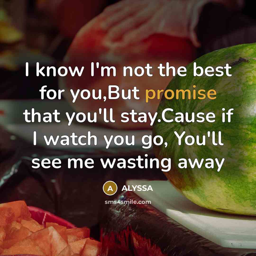 “I know I'm not the best for you,But promise that…” quote by Alyssa