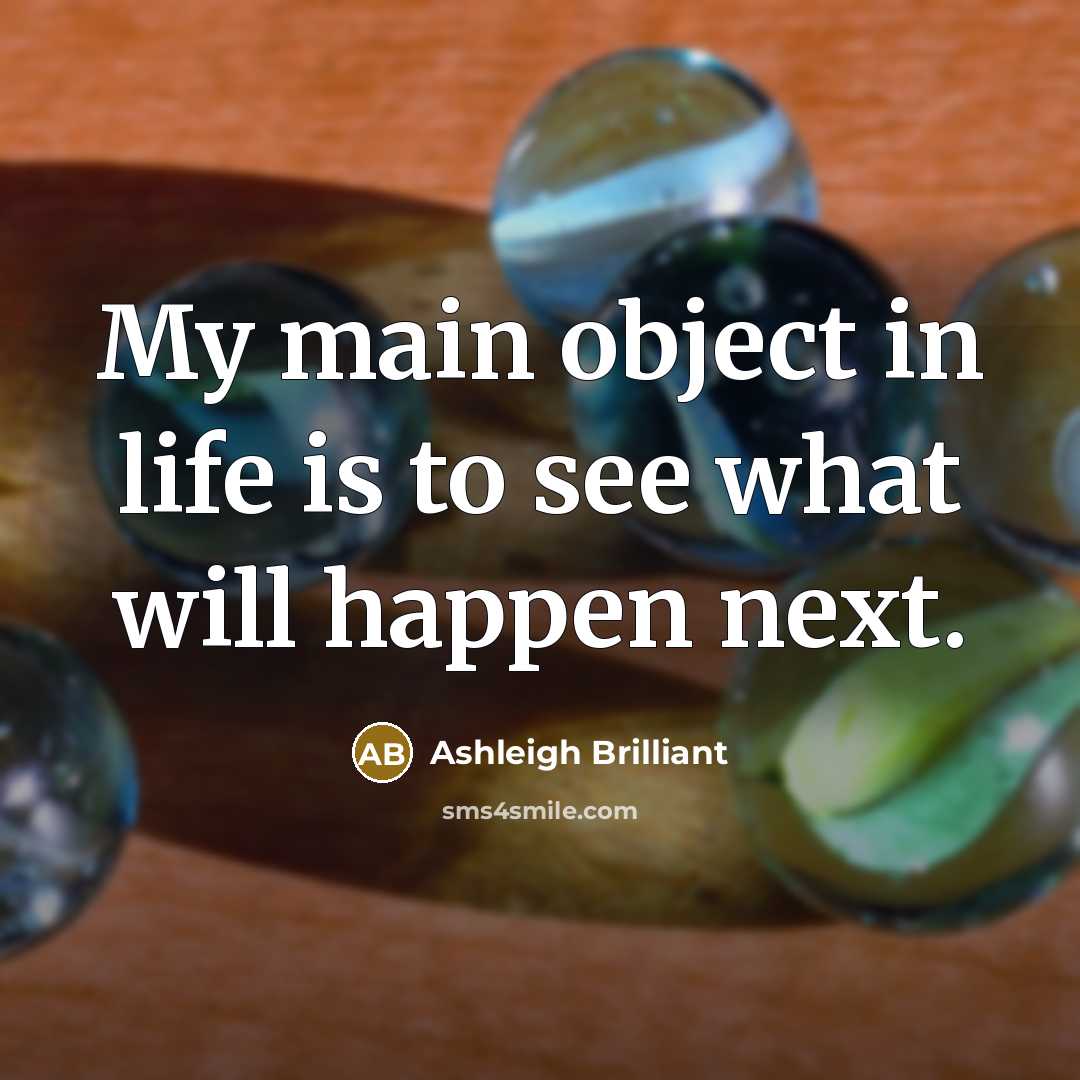 “My main object in life is to see what will happen next.” quote by Ashleigh Brilliant