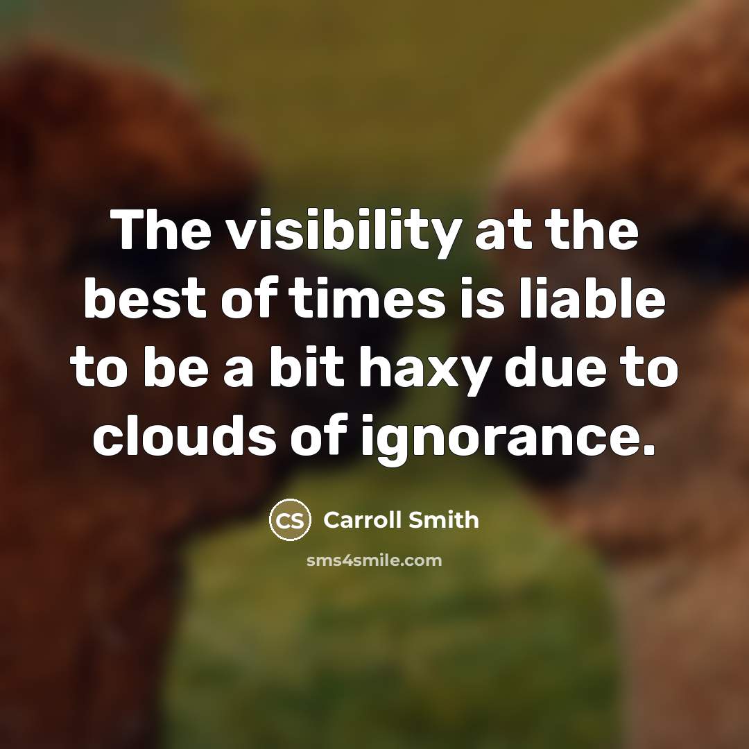 “The visibility at the best of times is liable to…” quote by Carroll Smith