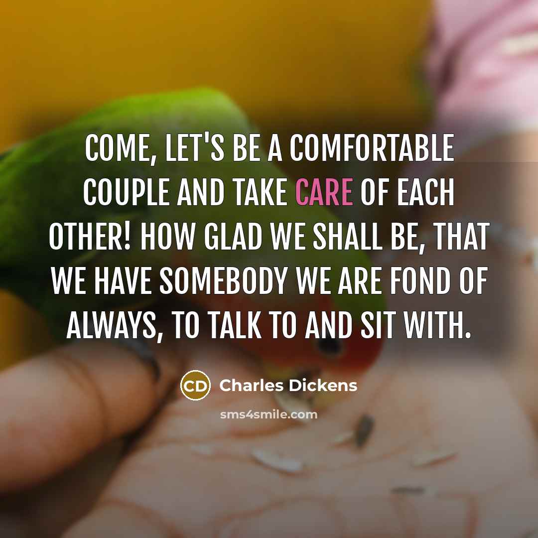 “Come, let's be a comfortable couple and take care of…” quote by Charles Dickens