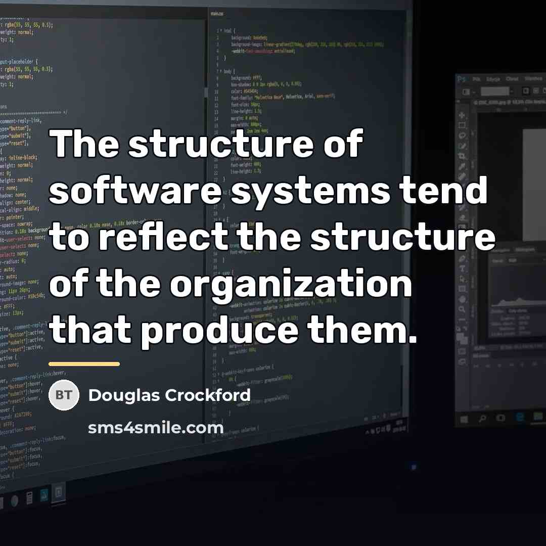 “The structure of software systems tend to reflect the structure…” quote by Douglas Crockford
