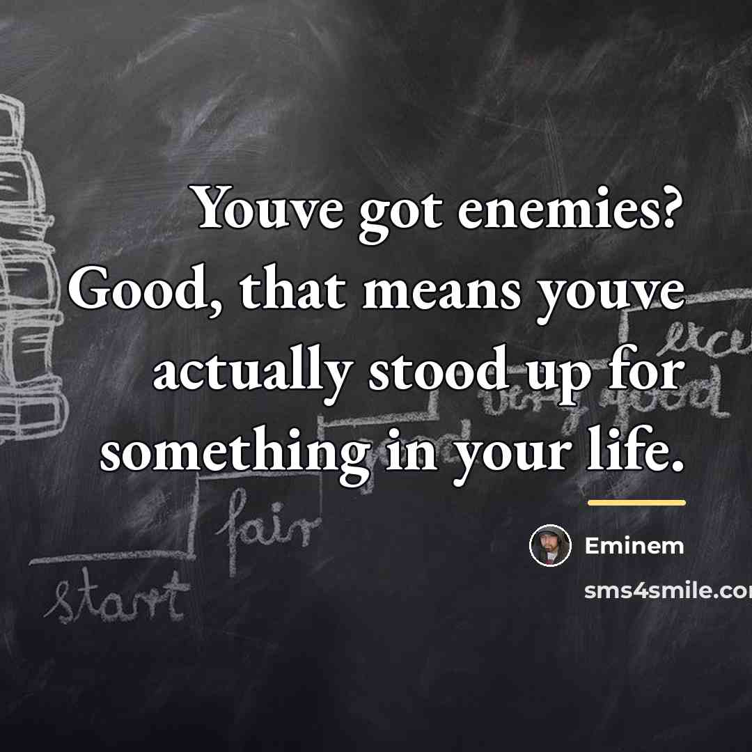 “Youve got enemies? Good, that means youve actually stood up…” quote by Eminem