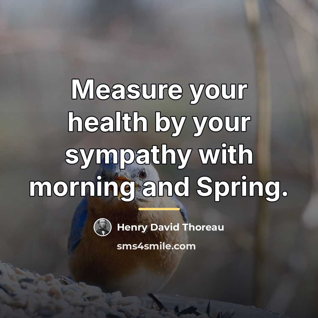 “Measure your health by your sympathy with morning and Spring.…” quote by Henry David Thoreau