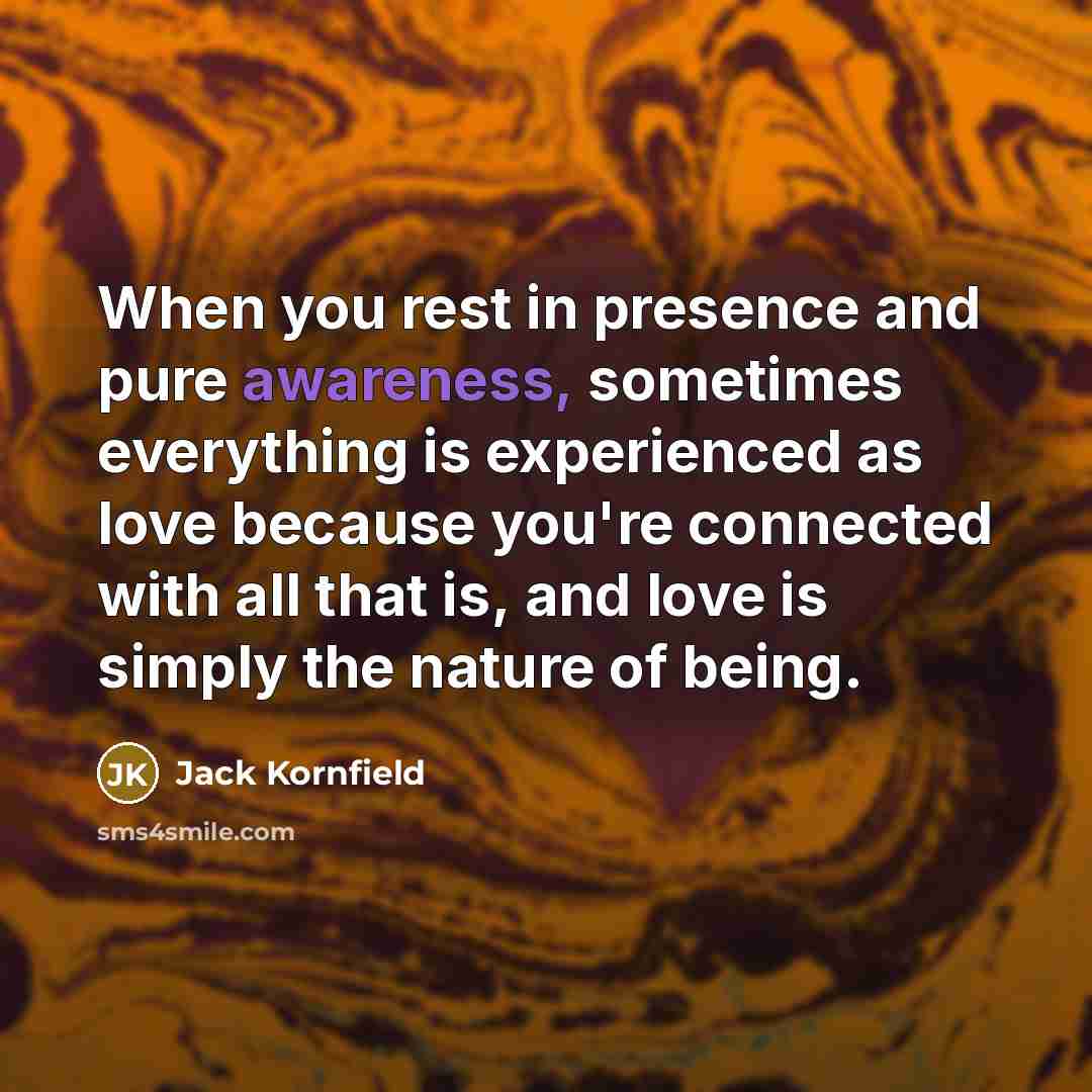 “When you rest in presence and pure awareness, sometimes everything…” quote by Jack Kornfield