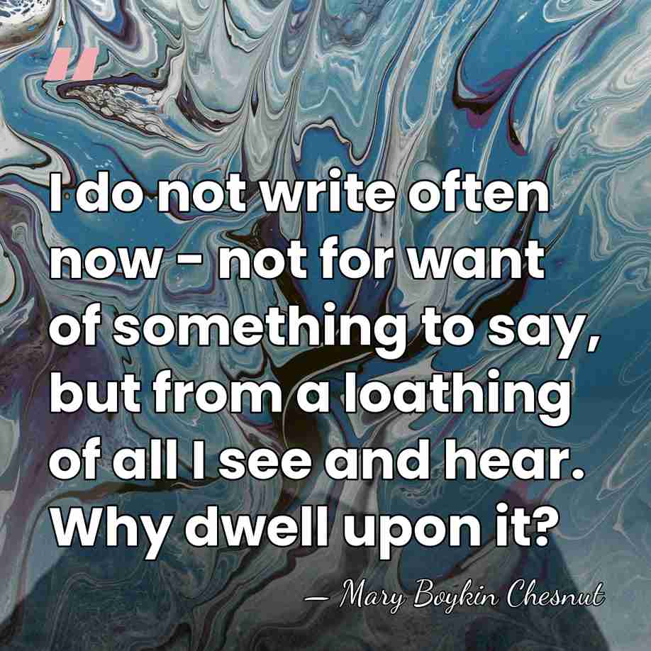 I do not write often now - not for want of something&hellip; - Mary Boykin Chesnut