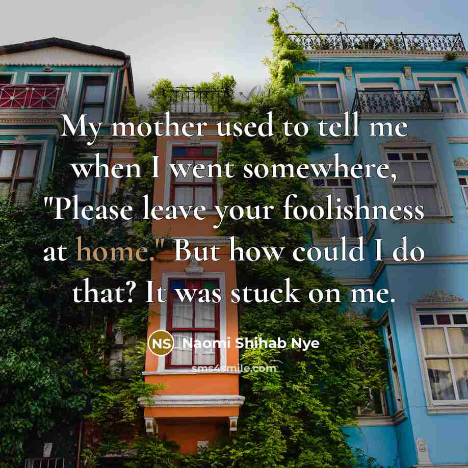“My mother used to tell me when I went somewhere,…” quote by Naomi Shihab Nye