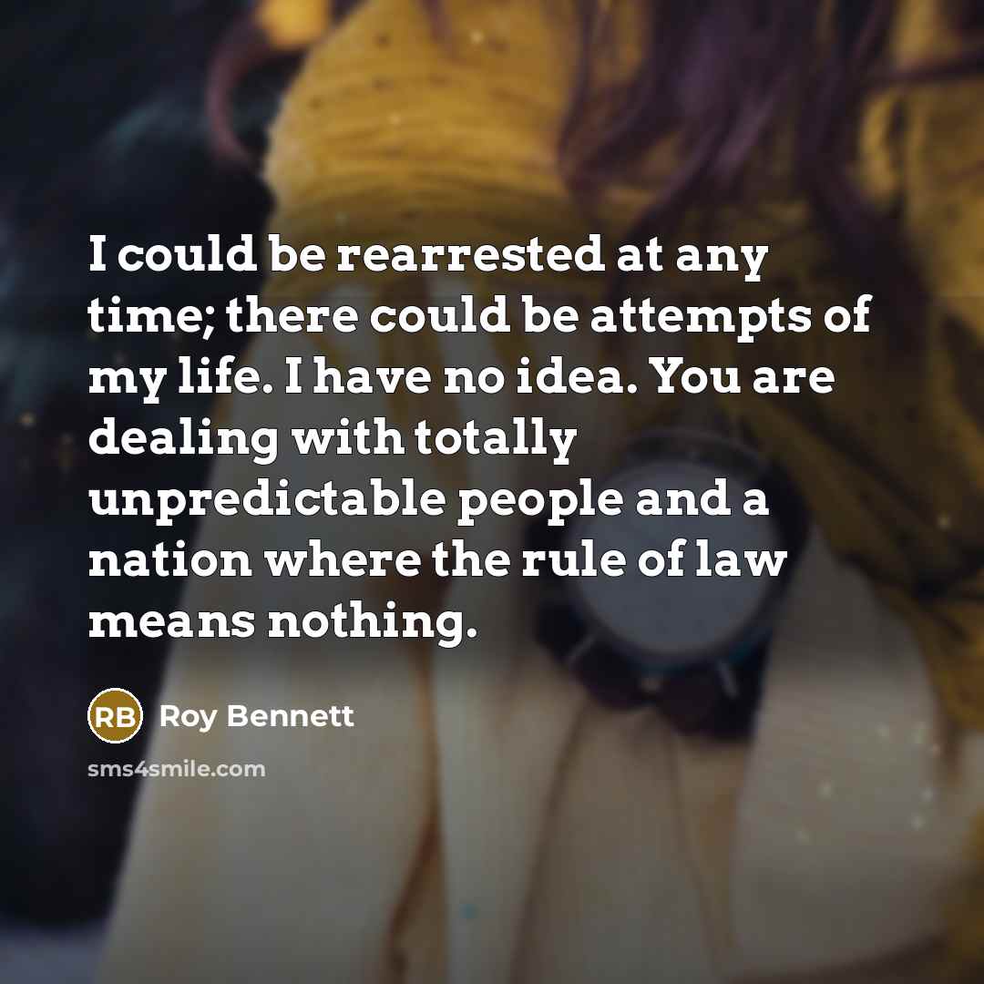 “I could be rearrested at any time; there could be…” quote by Roy Bennett