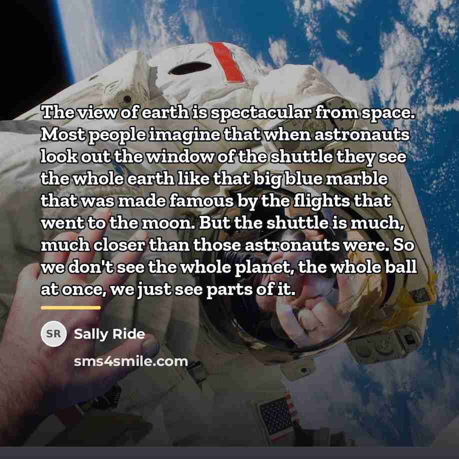 “The view of earth is spectacular from space. Most people…” quote by Sally Ride