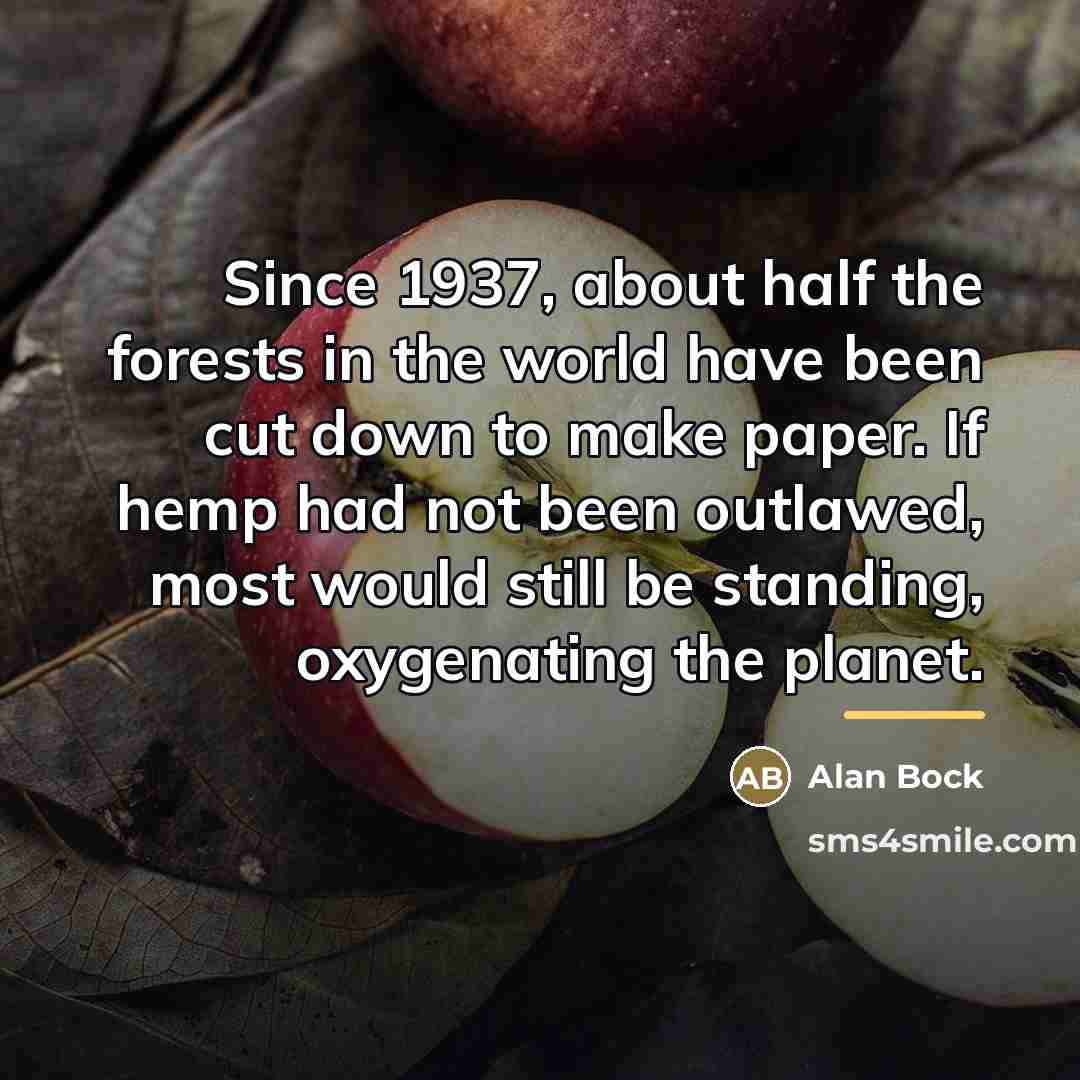 “Since 1937, about half the forests in the world have…” quote by Alan Bock