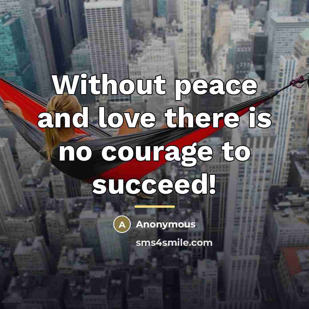 “Without peace and love there is no courage to succeed!…” quote by Anonymous