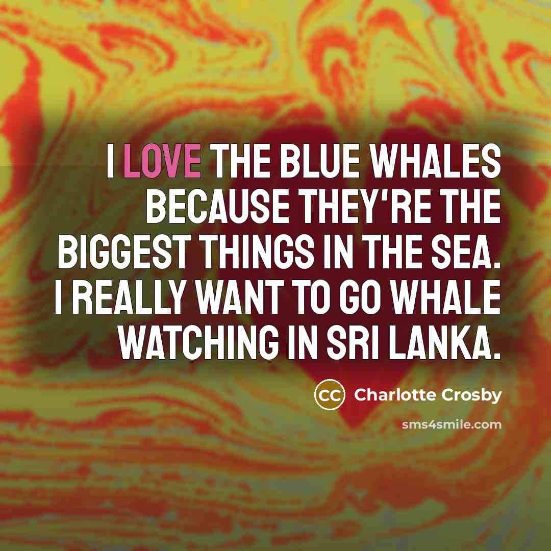 “I love the blue whales because they're the biggest things…” quote by Charlotte Crosby