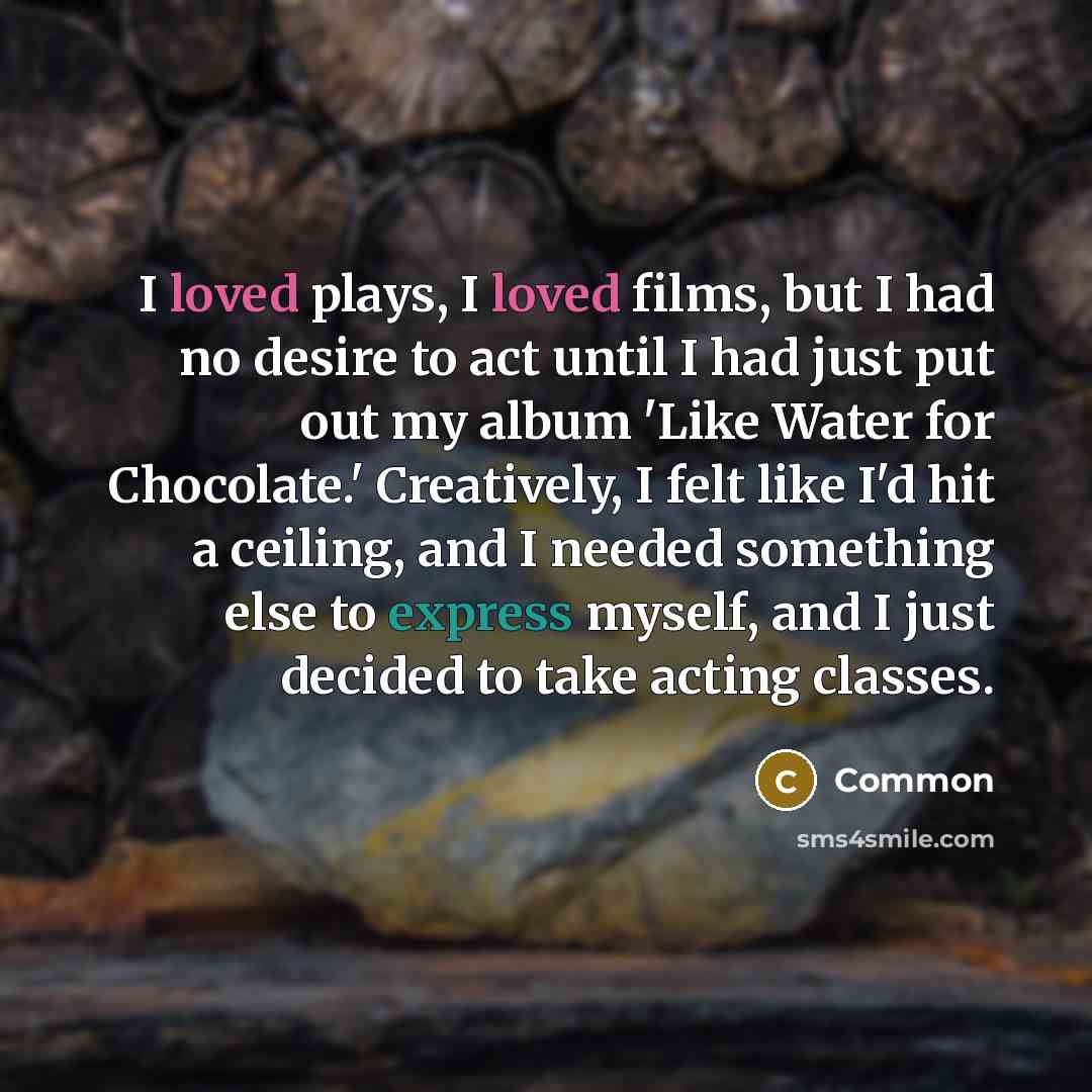 “I loved plays, I loved films, but I had no…” quote by Common