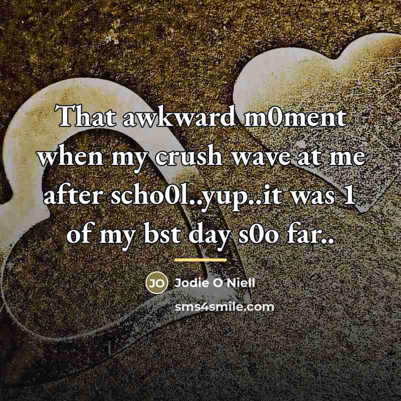 “That awkward m0ment when my crush wave at me after…” quote by Jodie O Niell