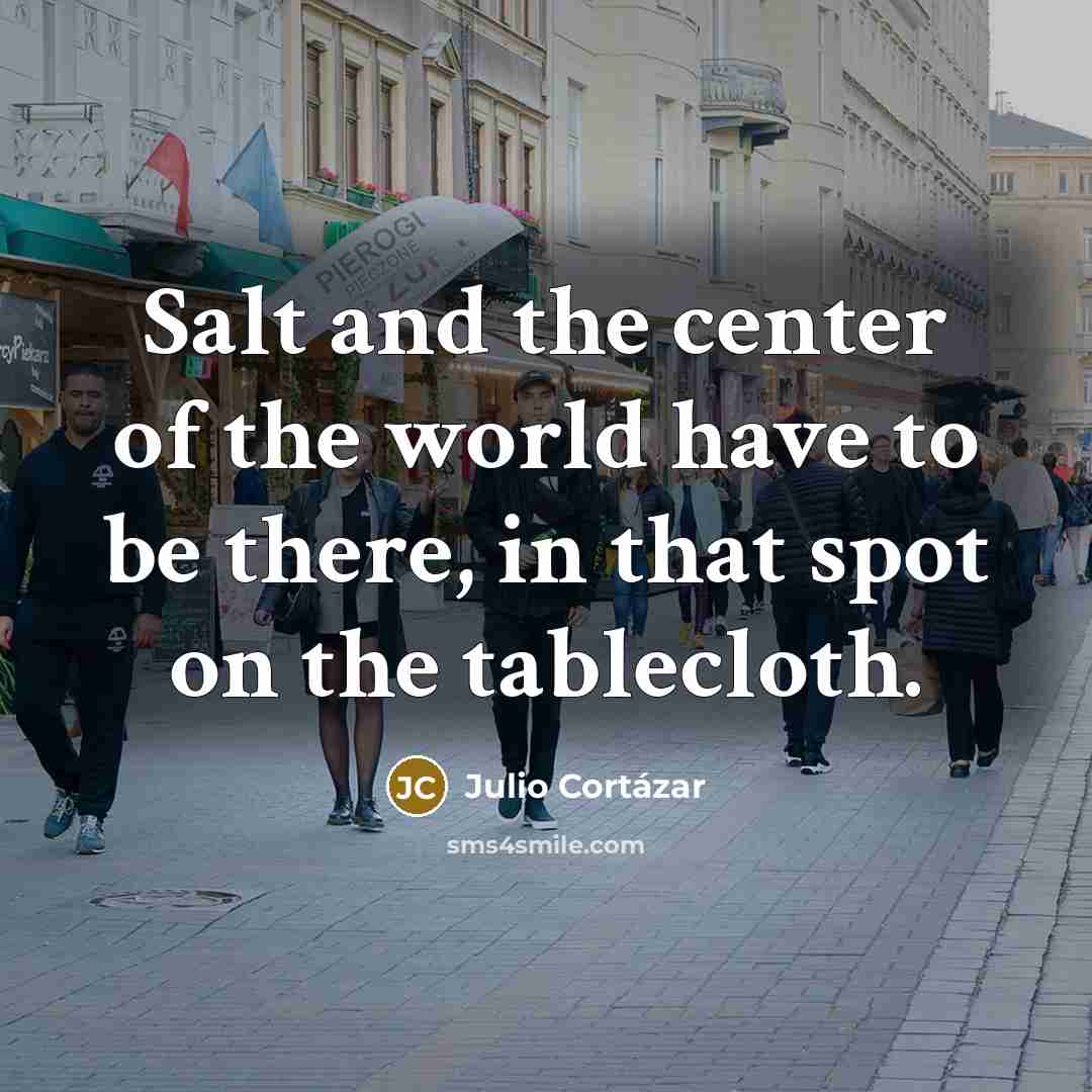 “Salt and the center of the world have to be…” quote by Julio Cortazar