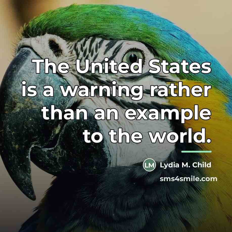 “The United States is a warning rather than an example…” quote by Lydia M. Child