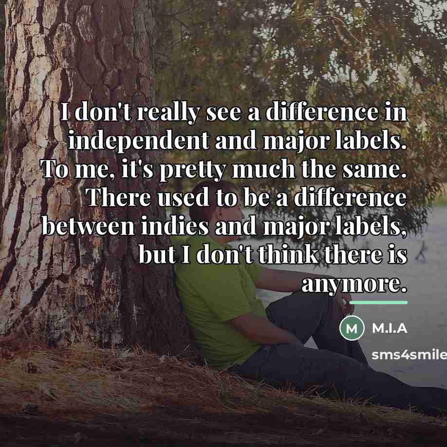 “I don't really see a difference in independent and major…” quote by M.I.A