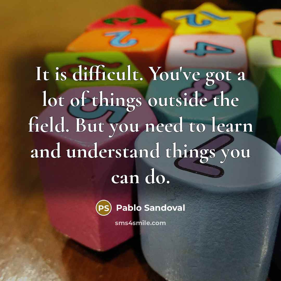 “It is difficult. You've got a lot of things outside…” quote by Pablo Sandoval