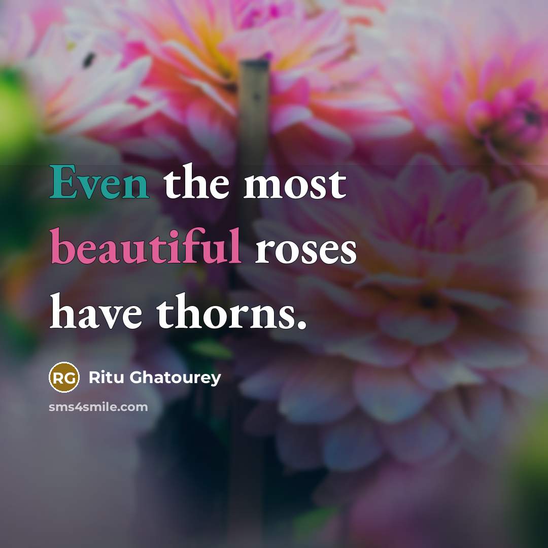 “Even the most beautiful roses have thorns.…” quote by Ritu Ghatourey