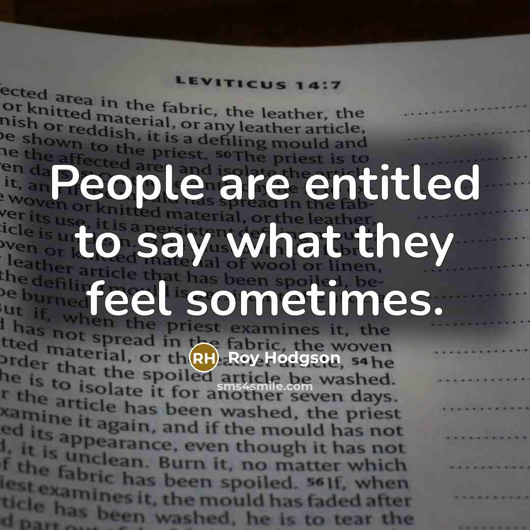 “People are entitled to say what they feel sometimes.…” quote by Roy Hodgson