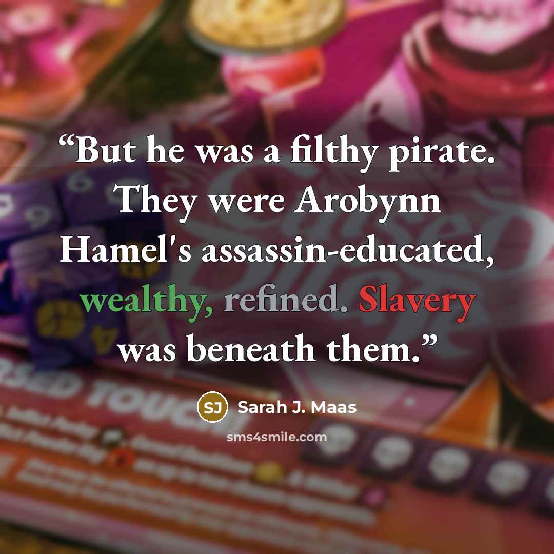 “But he was a filthy pirate. They were Arobynn Hamel's assassin-educated, wealthy, refined. Slavery was beneath them.” quote by Sarah J. Maas