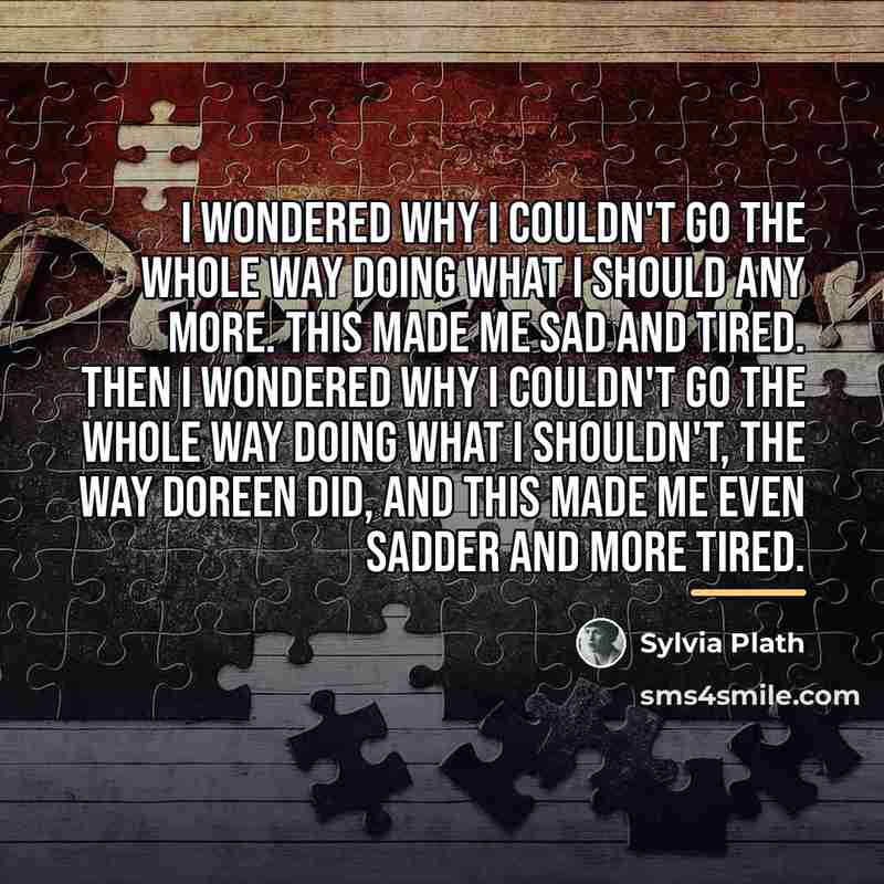 “I wondered why I couldn't go the whole way doing…” quote by Sylvia Plath