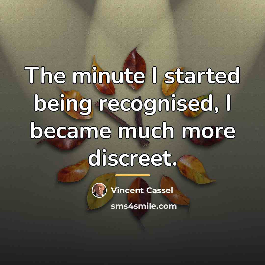 “The minute I started being recognised, I became much more…” quote by Vincent Cassel
