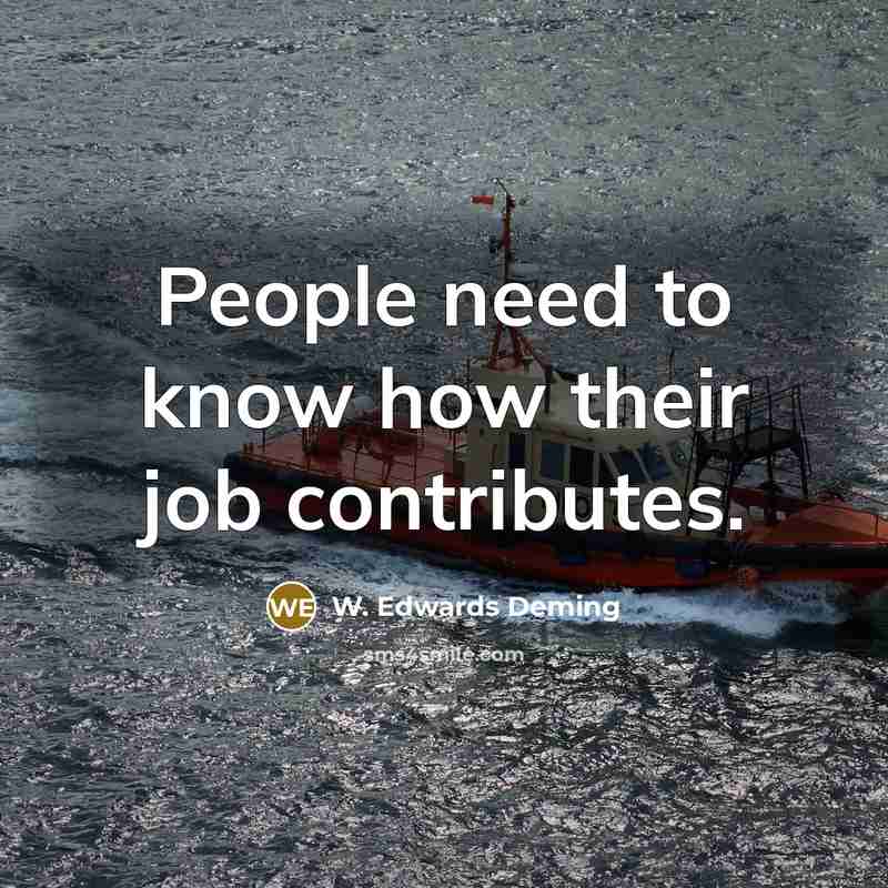 “People need to know how their job contributes.…” quote by W. Edwards Deming