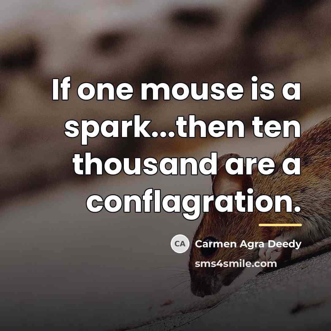 “If one mouse is a spark...then ten thousand are a…” quote by Carmen Agra Deedy