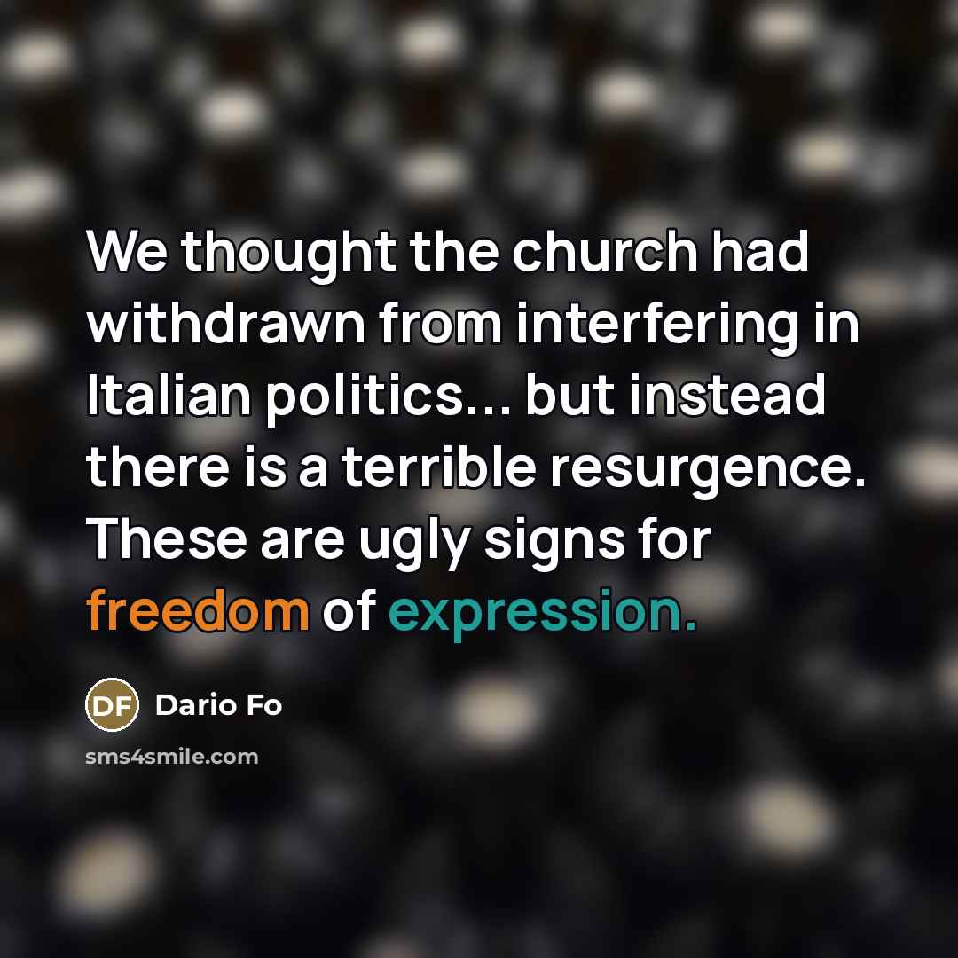 “We thought the church had withdrawn from interfering in Italian…” quote by Dario Fo