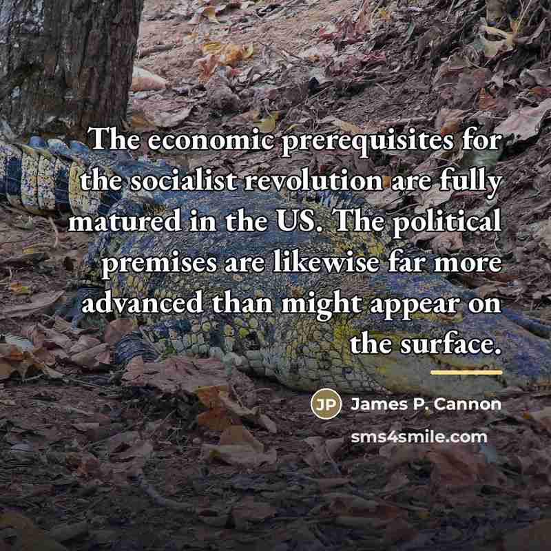 “The economic prerequisites for the socialist revolution are fully matured…” quote by James P. Cannon