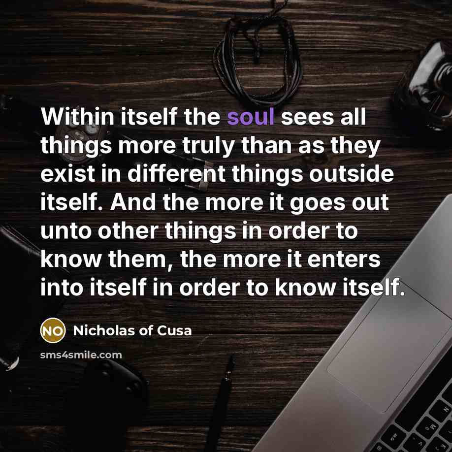 “Within itself the soul sees all things more truly than…” quote by Nicholas of Cusa