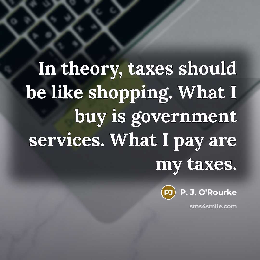 “In theory, taxes should be like shopping. What I buy…” quote by P. J. O'Rourke