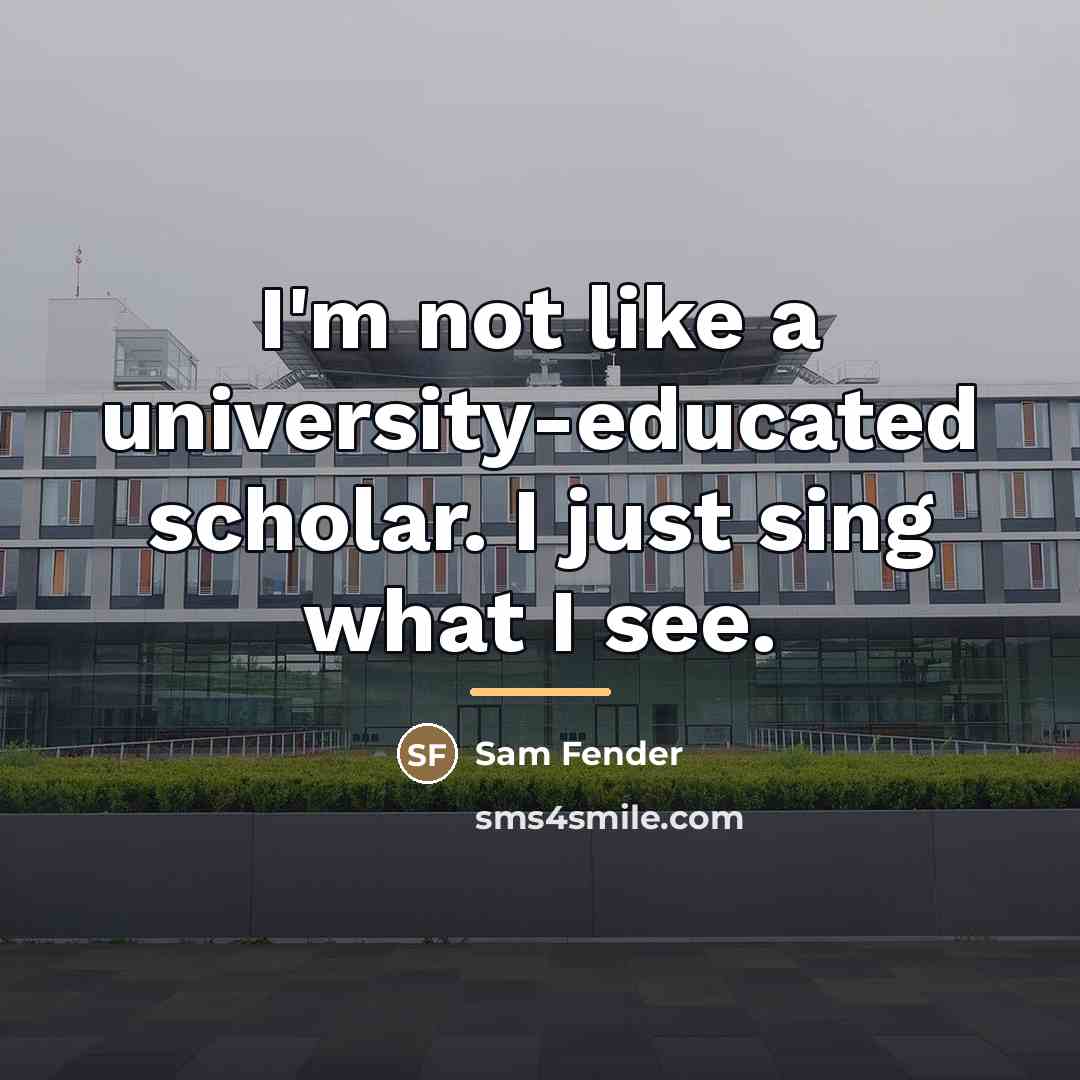 “I'm not like a university-educated scholar. I just sing what…” quote by Sam Fender