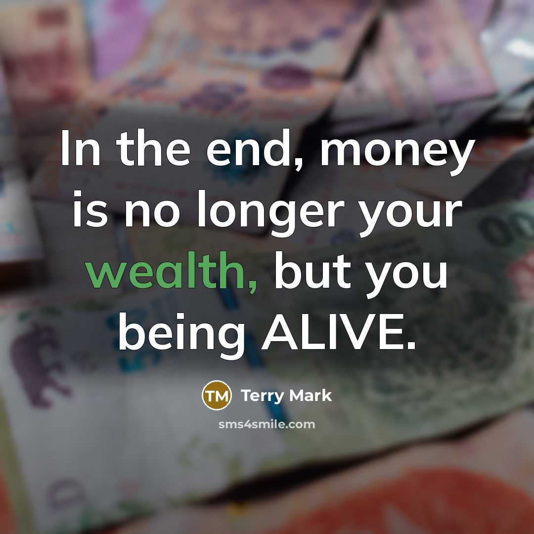 “In the end, money is no longer your wealth, but…” quote by Terry Mark