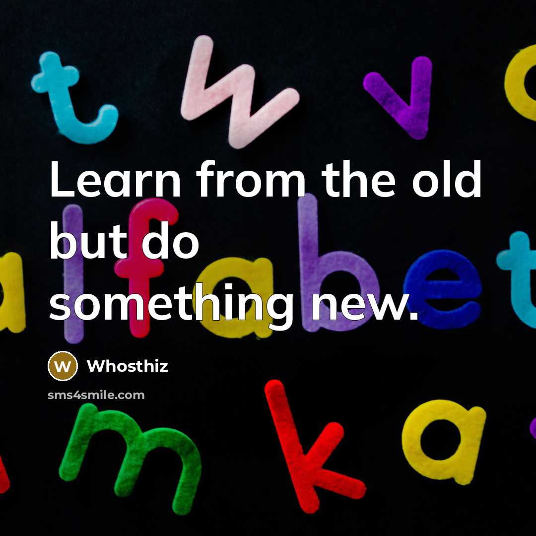 “Learn from the old but do something new.” quote by Whosthiz