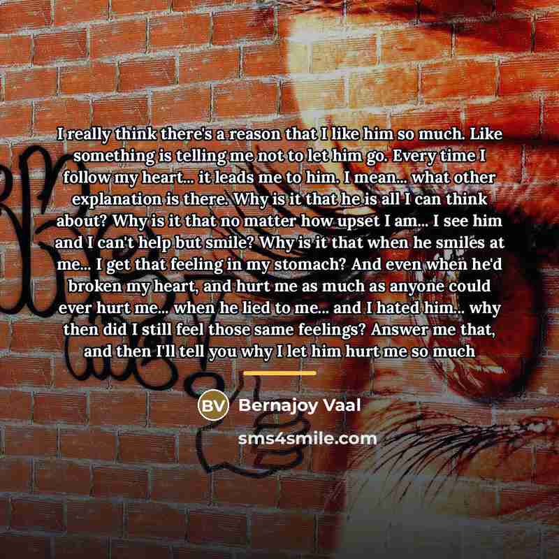 “I really think there's a reason that I like him…” quote by Bernajoy Vaal