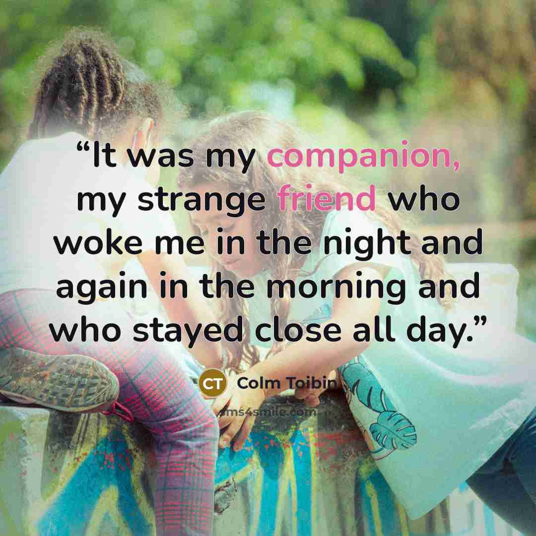 “It was my companion, my strange friend who woke me in the night and again in the morning and who stayed close all day.” quote by Colm Tóibín