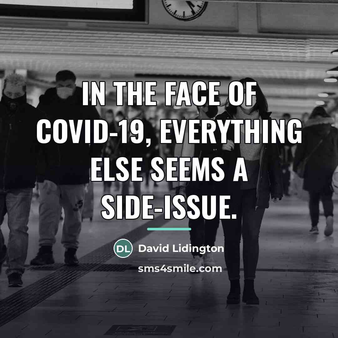 “In the face of Covid-19, everything else seems a side-issue.…” quote by David Lidington