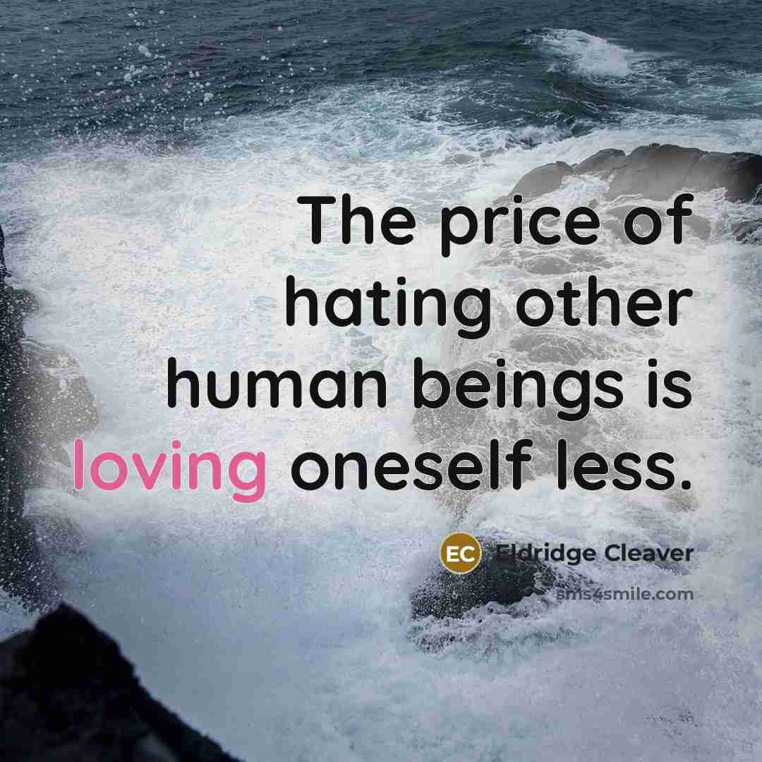 “The price of hating other human beings is loving oneself…” quote by Eldridge Cleaver